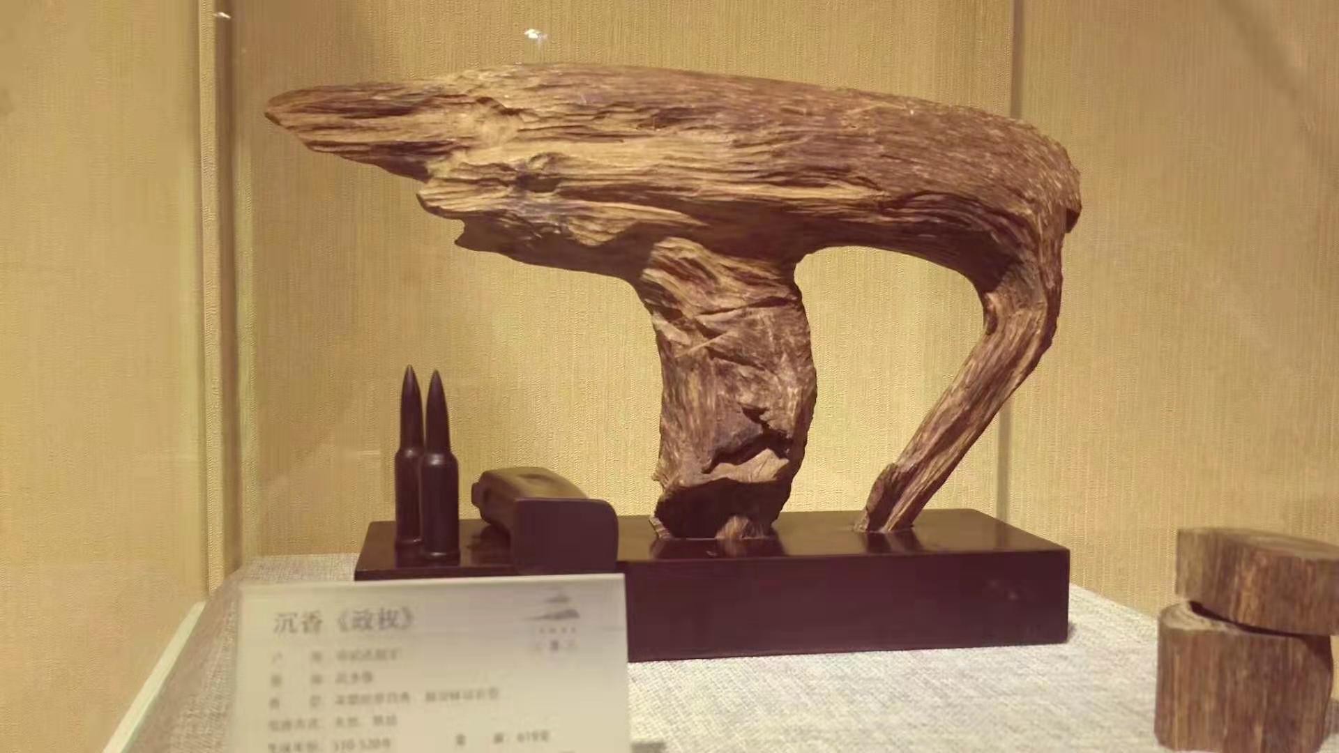 Agarwood sculpture on display
